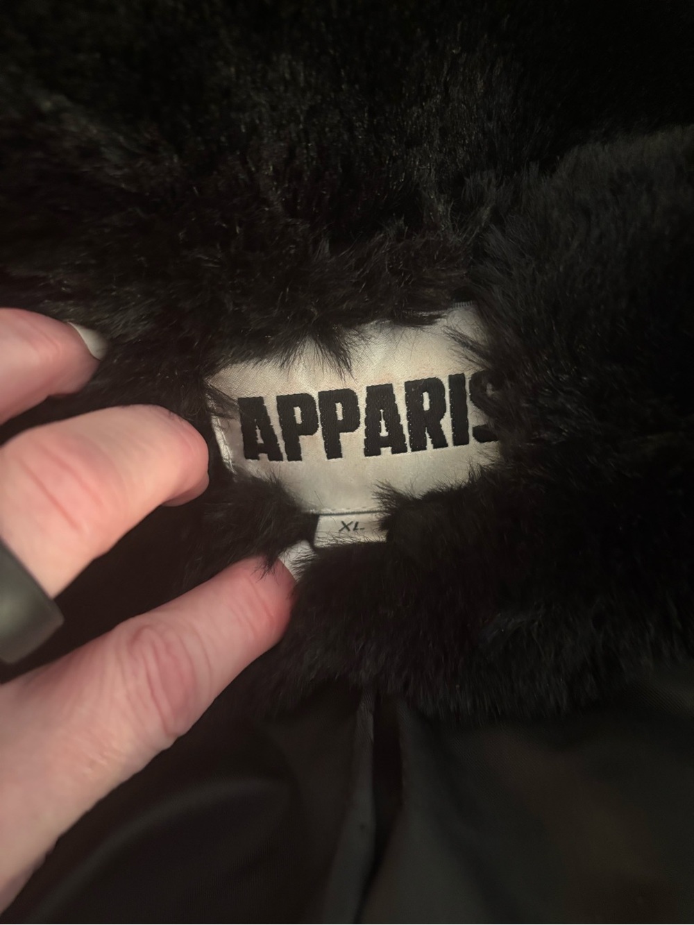 Apparis Black Faux Fur Pea Coat - Picture 6 of 8
